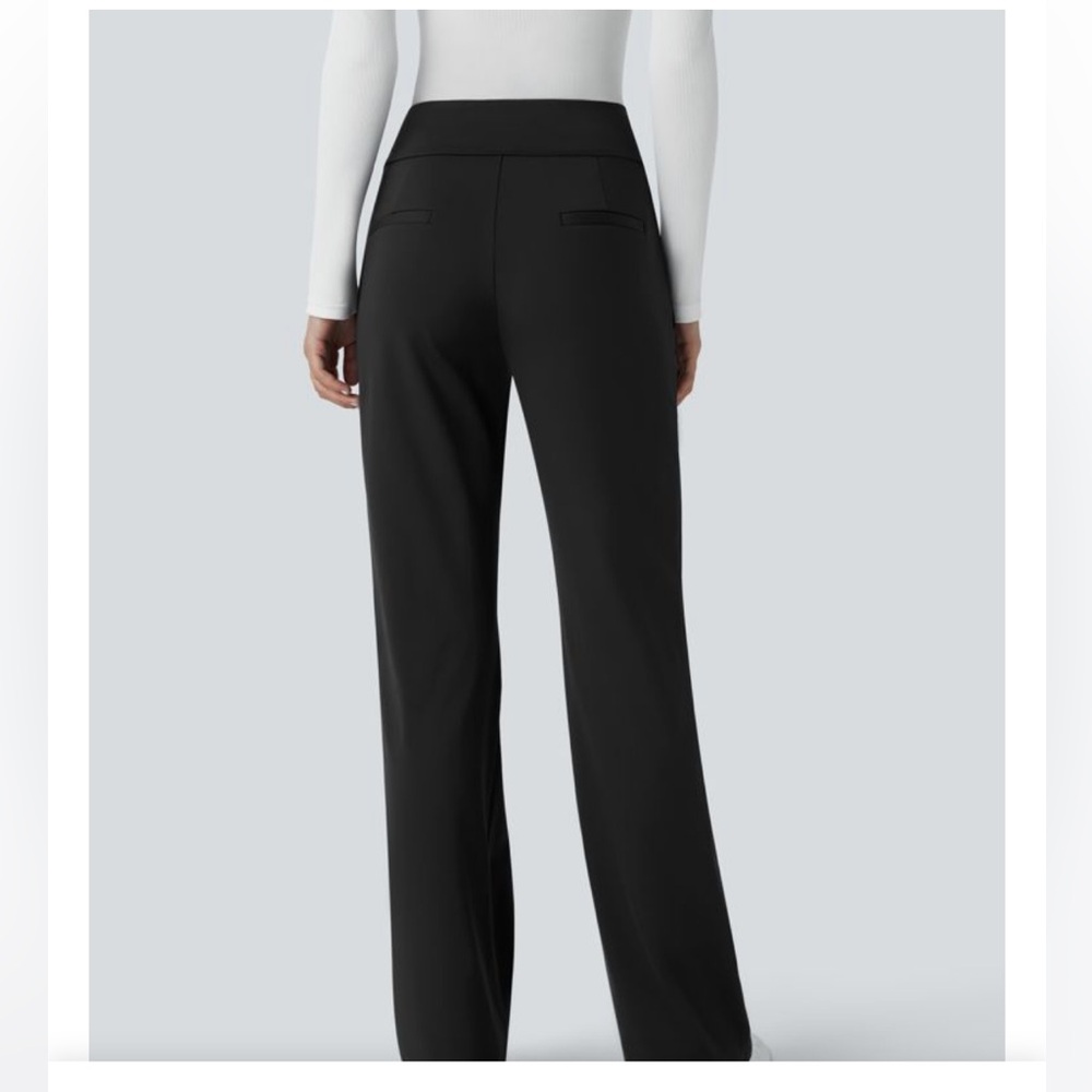 HALARA Flex Day Stretch Mid Rise Side Zipper Black Work Trouser Pant Women's M - Picture 5 of 9